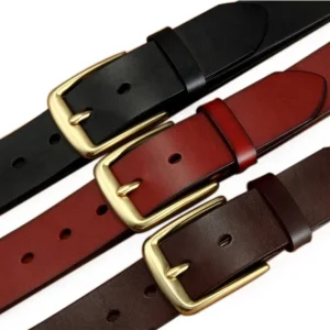 Fashion Custom Men's 100% Cowhide Genuine Leather Belt with Solid Brass Buckle