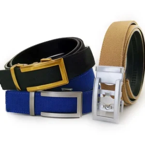 Custom Click Gunmetal Brushed Automatic Buckle Slide Rachet Canvas Leather Belt For Men