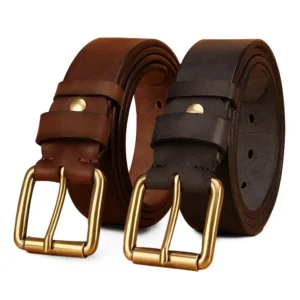 5MM Thick Custom Sturdy Classic Distressed 100% Pure Cowhide Genuine Leather Prong Causal Men Jeans Belt