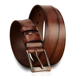 Handmade Custom Vegetable Tanned Dristressed Cowhide Retro Casual Men Vintage Leather Belt for Jeans