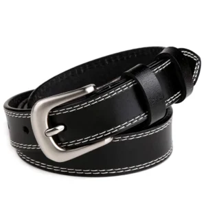 2.2 cm Thin Real Leather Ladies Belt Pin Buckle Cowhide Leather Waistband Dress Accessories