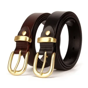 29mm Italian Cow Leather Waist Belt with Brass Buckle Casual Jeans Genuine Leather Belt for Women