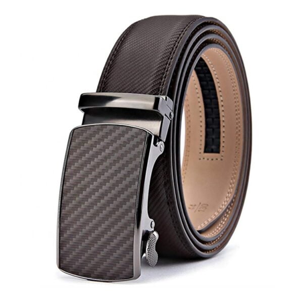 Factory Automatic Textured Ratchet Designer Men Genuine Custom Leather Belt - Image 2