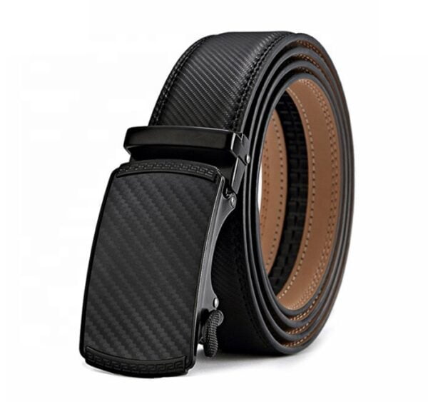 Factory Automatic Textured Ratchet Designer Men Genuine Custom Leather Belt - Image 3