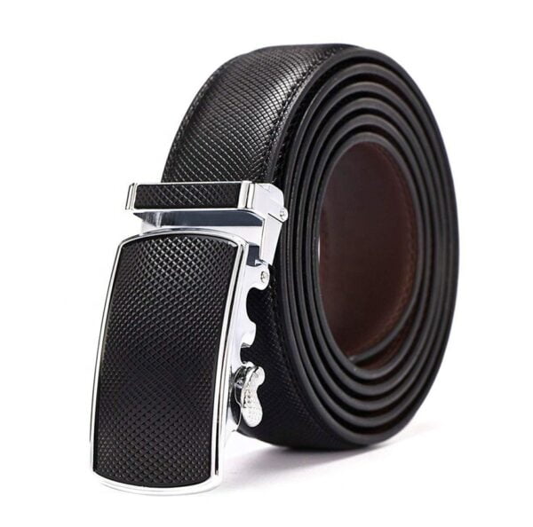 Factory Automatic Textured Ratchet Designer Men Genuine Custom Leather Belt - Image 4