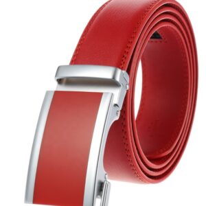 Fashion Custom High Quality Red Genuine Leather Ratchet Belt for Men