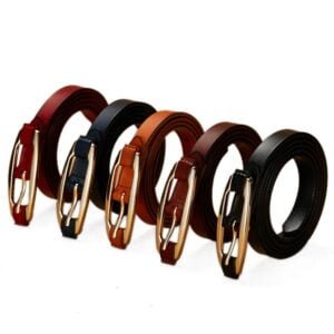Fashion Skinny Pure Leather Belt for Women Full Grain Cowhide Leather Belt