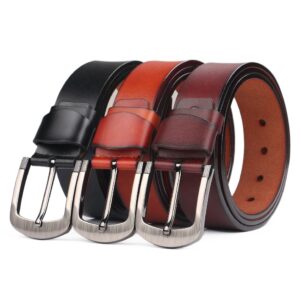 Wholesale Hot Sale Men's Black Brown Tan Suede Leather Belt with Prong Buckle