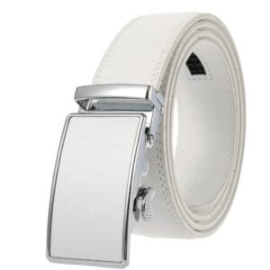 Factory Customize Quality Auto Lock Men Elegant Adjustable Ratchet Dress White Real Leather Belt