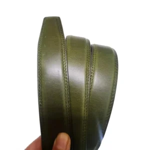 Factory Custom 32mm Green Oli Wax Cowhide Replacement Leather Belt Strap Without Automatic Buckle