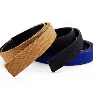 Customize Color Genuine Leather Canvas Ratchet Belt Strap Only Covered with Fabric Tape