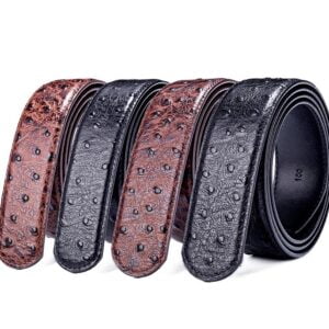 34 38 mm Men's Reversible Replacement Ostrich Top Grain Leather Belt Strap without Plain Buckle