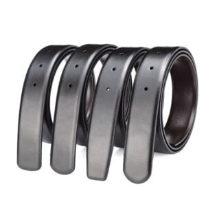 Various End Shape Men's Plain Patent Reversible Real Leather Belt Strap with Holes No Buckle