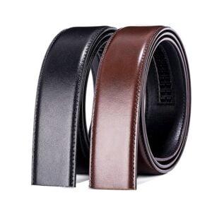 Men's 35 mm High Quality Top Grain Plain Genuine Leather Belt Strap No Holes for Automatic Buckle