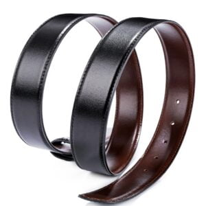 Replacement Black Brown Smooth Reversible Leather Dress Casual Belt Strap for Plate Buckle