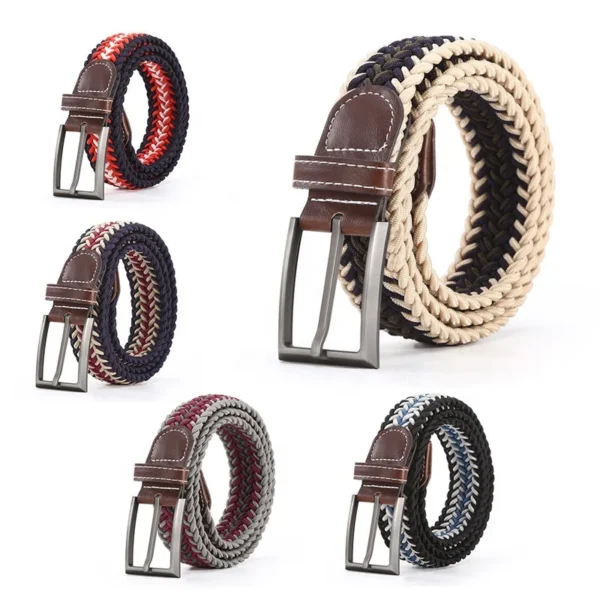 Wholesale Colorful Casual Canvas Fabric Woven Stretch Multicolored Woven Belt for Men Women Jeans - Image 2