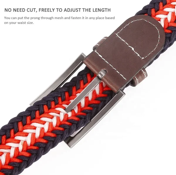 Wholesale Colorful Casual Canvas Fabric Woven Stretch Multicolored Woven Belt for Men Women Jeans - Image 4