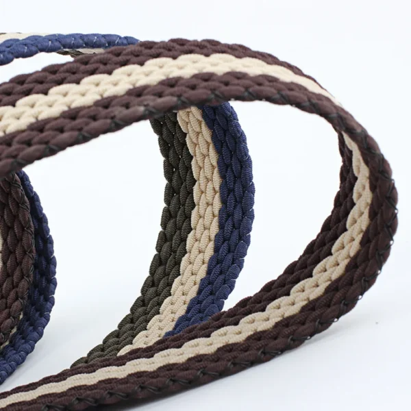 Multi-color Casual Pin Buckle No Hole Fabric Braided Stretch Stripe Woven Elastic Belt for Men Women - Image 6