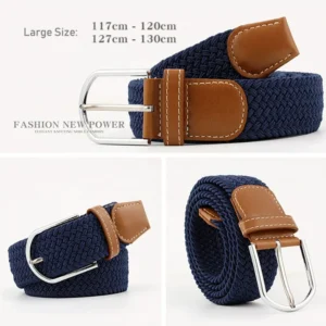 Extra Long 120 130 cm Canvas Fabric Jeans Plus Size Elastic Knit Woven Braid Stretch Belt for Men Pants