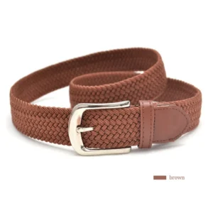 No Hole Vivid Color 3.5cm Women Web Knit Braid Stretch Casual Men Elastic Woven Belt for Jeans Golf Pants