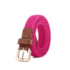 Customize Logo Size Thin Multicolored Elastic Woven Braided Stretch Kids Belt for Boy Girl Children Student