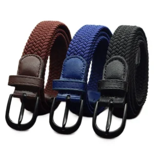 1 Inch Black Navy Coffee Narrow Elastic Knitted Stretch Braided Belt for Women Children