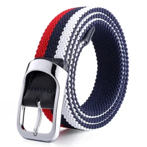 High Quality Woman Man Knit Web Fabric Elastic Belt New Design Double Color Woven Stretch Belt