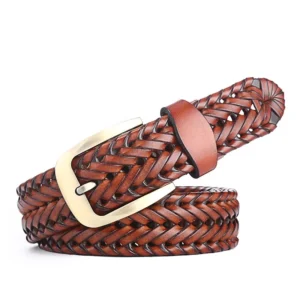 New Style Men's Belt Handmade PU leather Belt Retro Casual Pin Buckle Weave Leather Belt