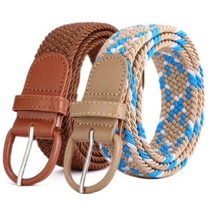 Unisex Multi-color Adjustable Web Woven Elastic Prevent Allergy Braided Stretch Belt for Woman Man