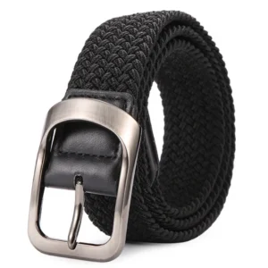 Boy No Hole Adjustable Striped Mixed Colors Elastic Casual Men Knitted Belt with Strong Buckle