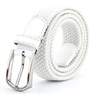 Unisex Adjustable Women Braided Stretch Men Golf White Woven Elastic Belt for Shorts